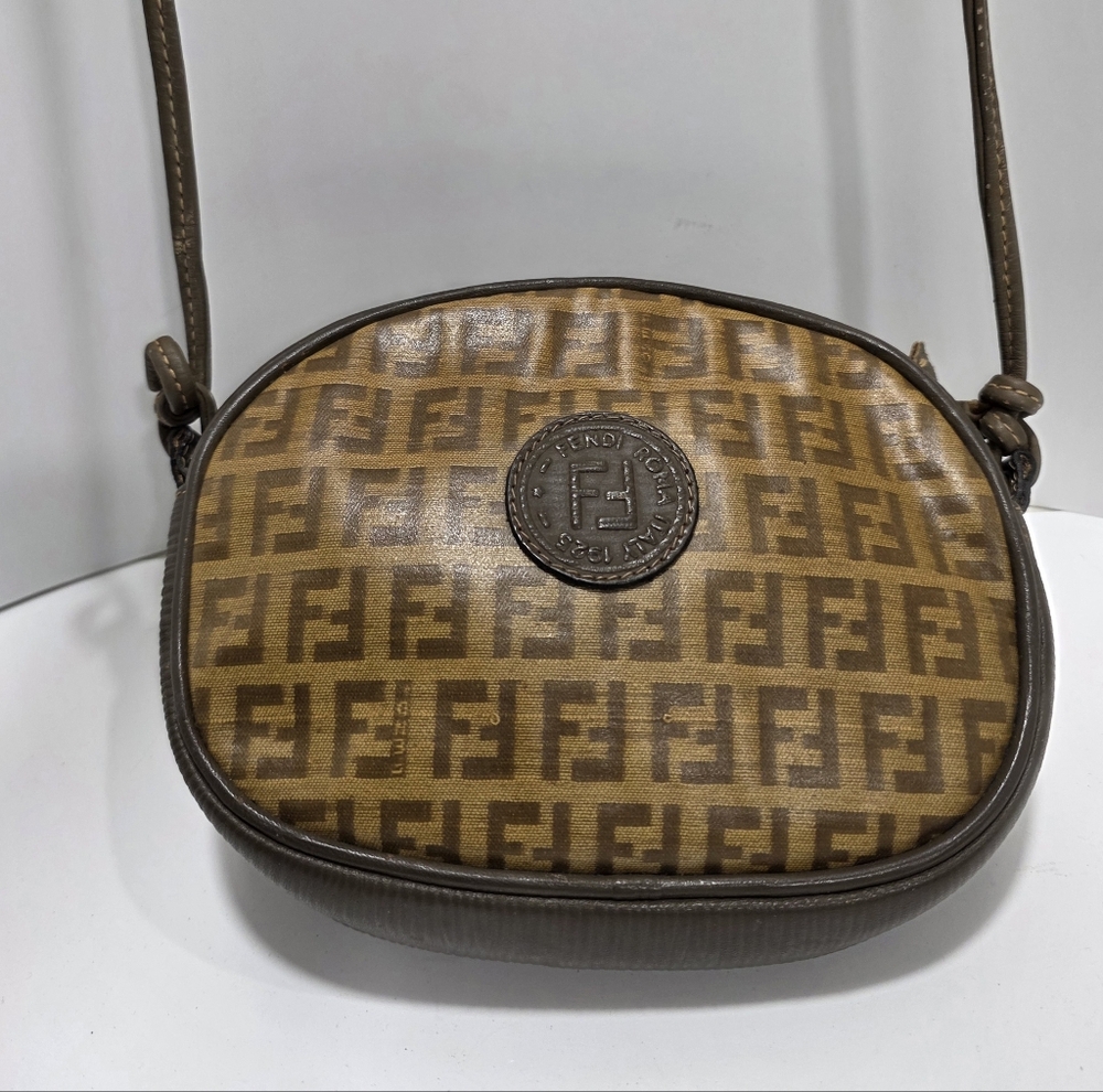 Vintage Fendi Zucchino Canvas Crossbody Bag